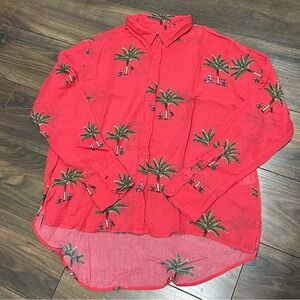 Coniglio Palm Beach Classic Button Down in Petit Palm red